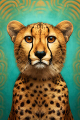 Wall Mural - cheetah portrait, pop surrealism