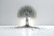 © ADDICTIVE STOCK - Generative AI illustration of white digital tree with branches and roots on table in studio