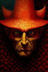 devil in the style of optical illusion paintings