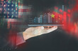 Stock market investment trading financial. United States China flag to analyze profitable business finance trend data background