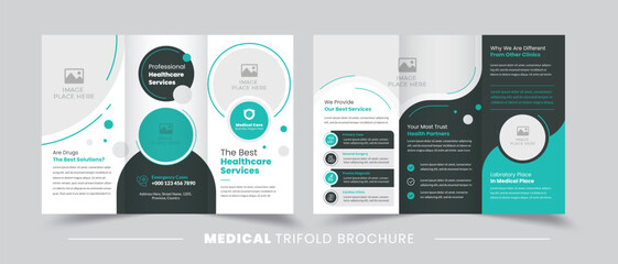 Medical Clinic Trifold Brochure Layout | Healthcare Services Trifold Template | Fully Customizable 