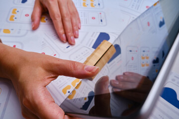 UX mobile application wireframe. Sketch, prototype, framework, layout future app design project. UI/UX - user interface and user experience designer. Creative concept for smartphone. App development 