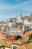 Fototapeta Uliczki - panorámica de los techos y la catedral de Oporto