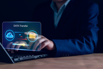 Wall Mural - database management cloud computing and data center security file document transfer concept, busines