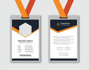 Wall Mural - Professional corporate id card template. Modern and minimalist id card template.
Clean and simple corporate company employee id card design.