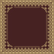 Classic vector vintage square frame with arabesques and orient elements. Abstract brown and golden ornament with place for text. Vintage pattern