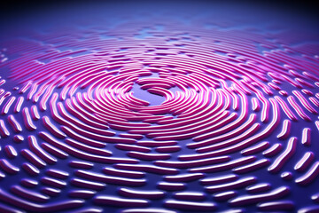 Fototapete - Beautiful abstract pink fingerprint, standing on colorful, 3d rendering. Background pattern for design.  Generative AI.