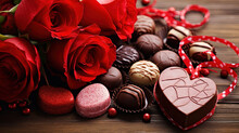 Valentines Love Graphic Poster With Chocolates And Roses