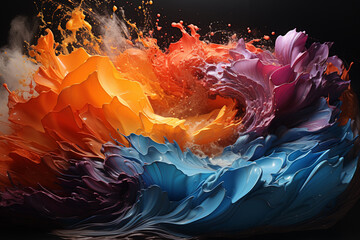 Poster - An abstract painting inspired by the destructive force of a tornado.  Generative AI.