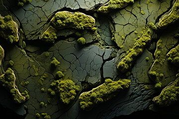 Poster - An abstract digital artwork showcasing a vibrant green moss texture composed of geometric shapes and patterns.  Generative AI.