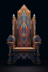 Fototapete - A geometric-inspired throne with intricate patterns and symmetrical designs, showcasing the grandeur and authority of a queen.  Generative AI technology.