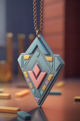 Leinwandbilder - A pastel-colored geometric king's pendant adorned with delicate geometric shapes and soft pastel tones, adding a touch of refinement.  Generative AI technology.
