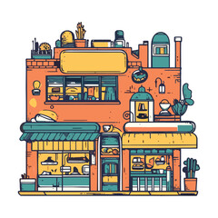 Sticker - Modern store facade illustration with flat design