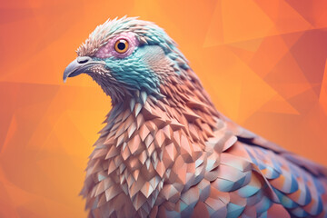 Fototapete - A pastel-colored geometric-themed Grouse illustration with angular shapes and delicate pastel shades, capturing the wisdom and grace of this majestic bird. Generative AI technology.