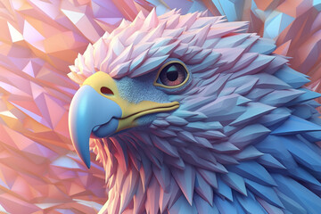 Fototapete - A pastel-colored geometric-style Eagle artwork with intricate geometric shapes and soft pastel hues, showcasing the beauty of nature in a modern design. Generative AI technology.