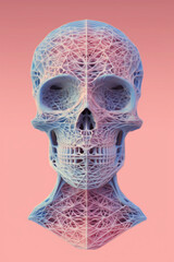 Poster - A pastel-colored geometric-style anatomical model tapestry with geometric patterns and soothing pastel gradients, adding a touch of artistic. Generative AI technology.