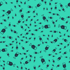 Black Wine glass icon isolated seamless pattern on green background. Wineglass sign. Vector