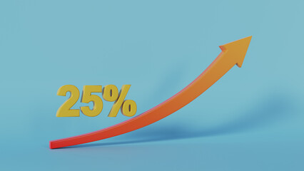 25 Percent Growth with Rising Arrow Background