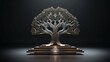metal tree logo walhalla emblem silver oak tree.Generative AI