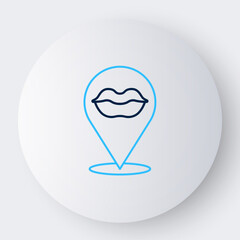 Poster - Line Smiling lips icon isolated on white background. Smile symbol. Colorful outline concept. Vector