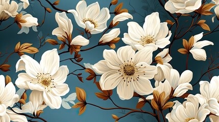 Wall Mural - beautiful seamless pattern jasmine flowers