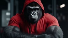 Portrait Of A Fitness Athlete Gorilla Wearing Sportswe.Generative AI