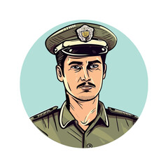 Sticker - Police officer in uniform, looking at camera