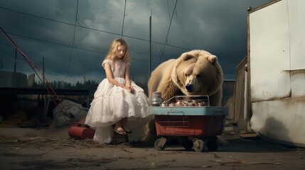russian girl and her bear generative ai