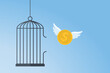 © madedee - Dollar flying out from a large birdcage.
