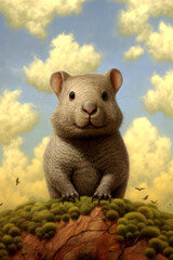 Wall Mural - wombat portrait pop surrealism