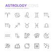 Collection of astrology related outline icons. 48x48 Pixel Perfect. Editable stroke