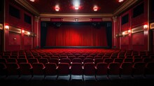 Dark Theater Stage With Red Curtains Generative AI