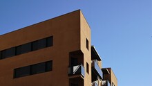 Corner Of Modern Residential Building Facade Against The Sky