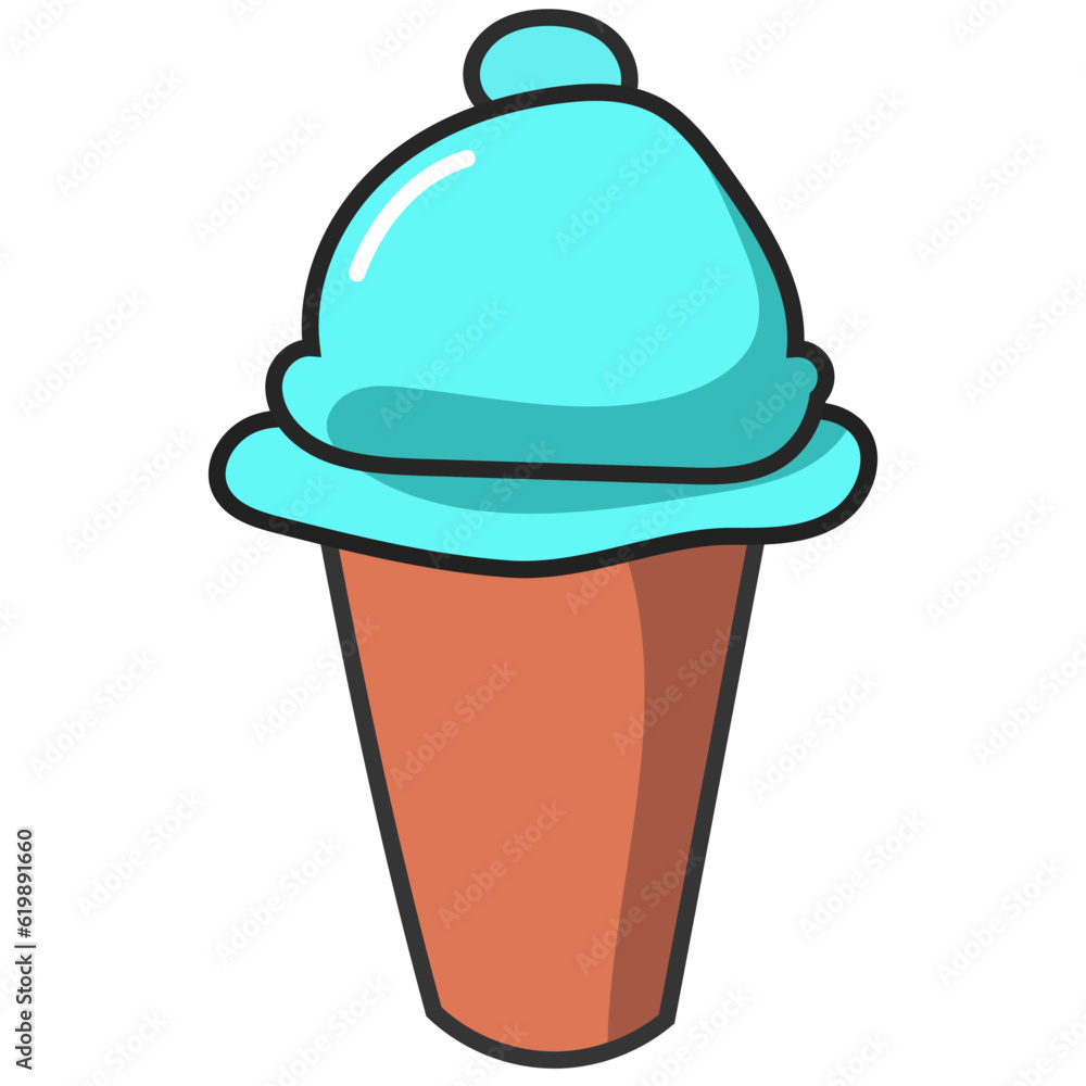 Ice cream balls in the waffle cone isolated on white background. Vector ...