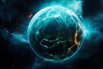 Wall Mural - blue exoplanet in space. generative ai