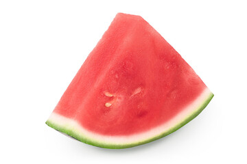 Wall Mural - Red seedless watermelon slices isolated on white background with full depth of field.