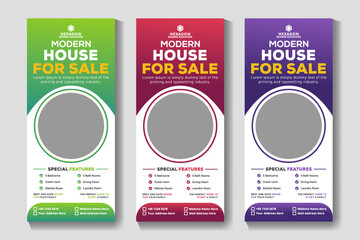Wall Mural - Real estate roll up or pull up banner design template Stand banner layout
