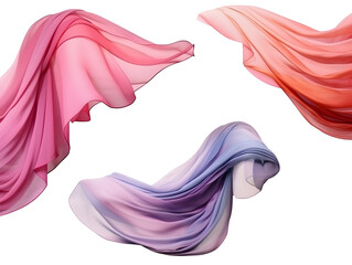 Set of Flying Luxurious Pink, Purple Silk Fabric or curtain texture cloth for Grand Opening Ceremony. Generative AI