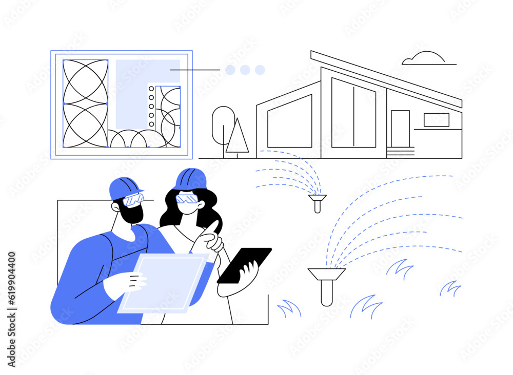 Irrigation system plan abstract concept vector illustration. Stock ...