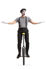 Canvas Print - Mime riding a unicycle