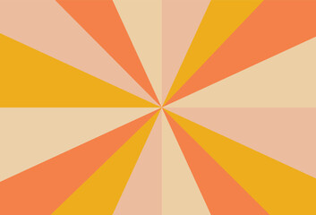 Retro groovy sun background. Colorful 60s and 70s circular stripes style vector illustration design