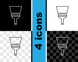 Sticker - Set line Cleaning service with of rubber cleaner for windows icon isolated on black and white, transparent background. Squeegee, scraper, wiper. Vector