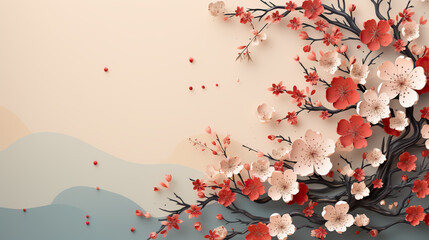 Wall Mural - Greeting card design for Mid-Autumn Festival, Chinese Moon Festival or Zhongqiu. AI generative.