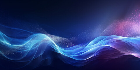 Abstract particle wave blue color wave flowing particles light