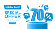 Mega sale special offer, 70 off sale banner. Sign board promotion. Vector illustration
