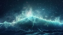 Stormy Sea At Night. Heavy Sea. A Strong Storm With Big Waves In The Ocean. Night Thunderstorm. Generative AI. Illustration For Banner, Poster, Cover, Brochure Or Presentation.