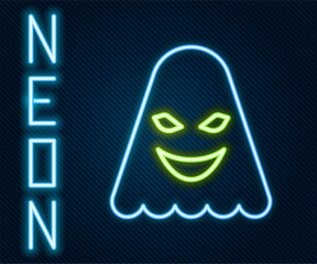 Poster - Glowing neon line Ghost icon isolated on black background. Colorful outline concept. Vector