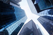 © REC and ROLL - New York City. Reflective skyscraper business office buildings. Bottom up view of big modern city urban landscape. Financial District