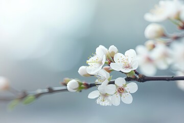 Wall Mural - blooming branch with white flowers