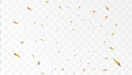 confetti on a transparent background. falling shiny golden confetti. bright golden festive tinsel. h